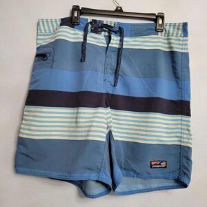 Patagonia Wavefarer Board Shorts Mens Striped Swim Trunks Size 38 Recycled Nylon